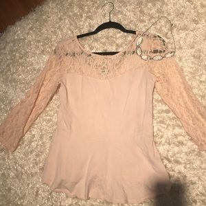 EXPRESS lace embellished peplum top